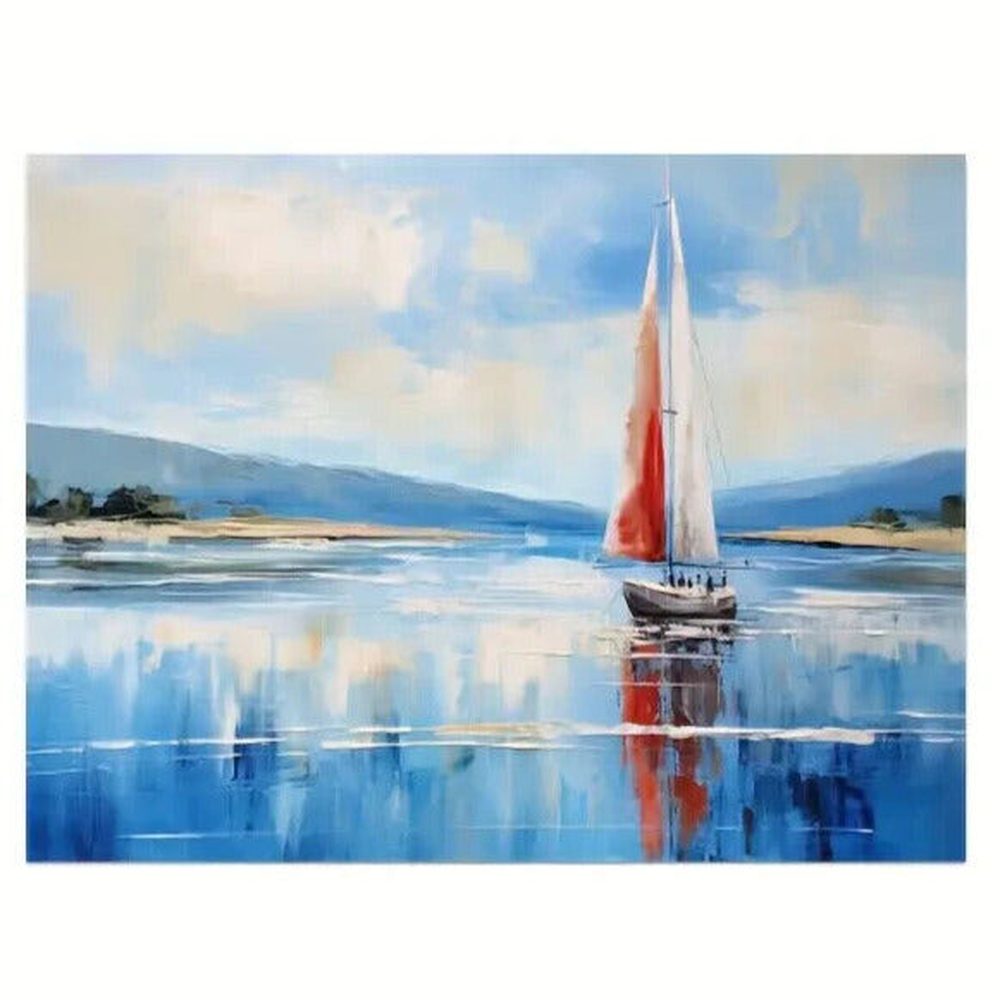 Scenic Sailboat On Calm Waters Vibrant Canvas Print Framed 12" x 16" NEW! Home & Garden:Home Décor:Posters & Prints Style Your Walls